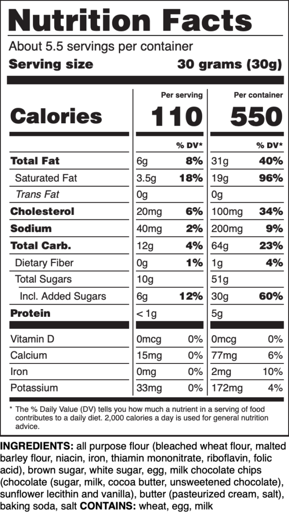 crumbl cookies nutrition facts