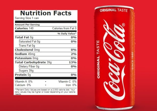 Coca Cola Nutrition Facts 