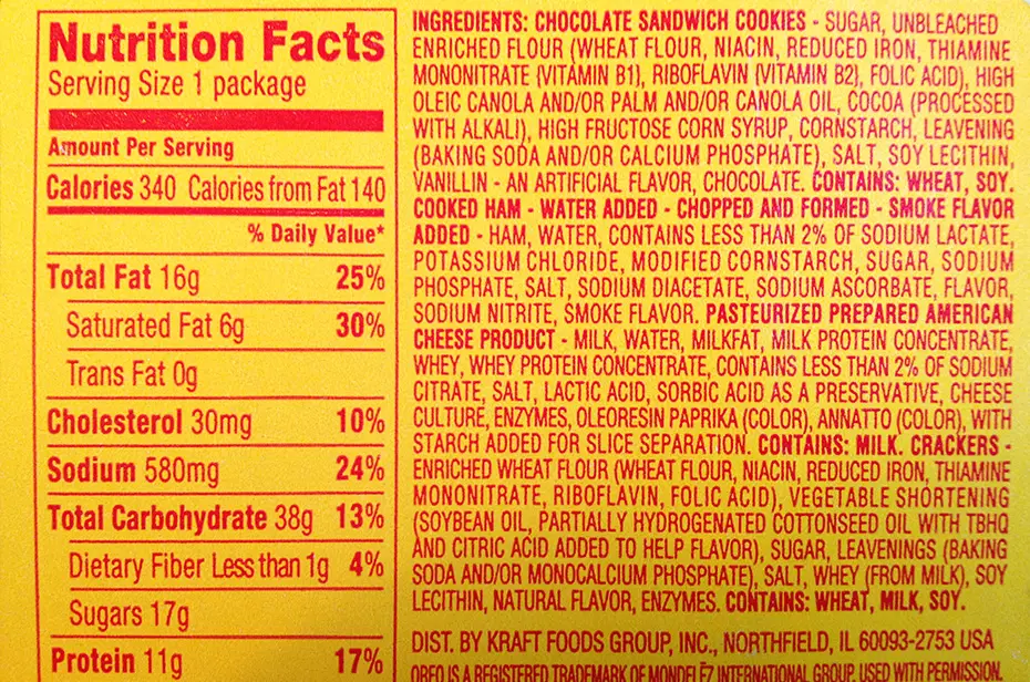 Lunchable Nutrition Facts